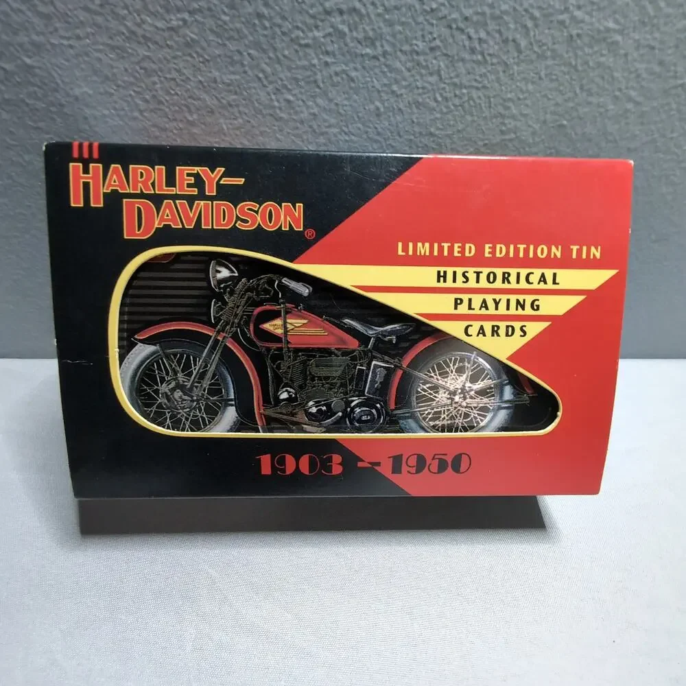 harley davidson limited edition tin historical playing cards Lot of 3 Collectable Vintage and Tins New Sealed Deck of cards only or available as part of the Harley Harley Davidson Historical Playing Cards
